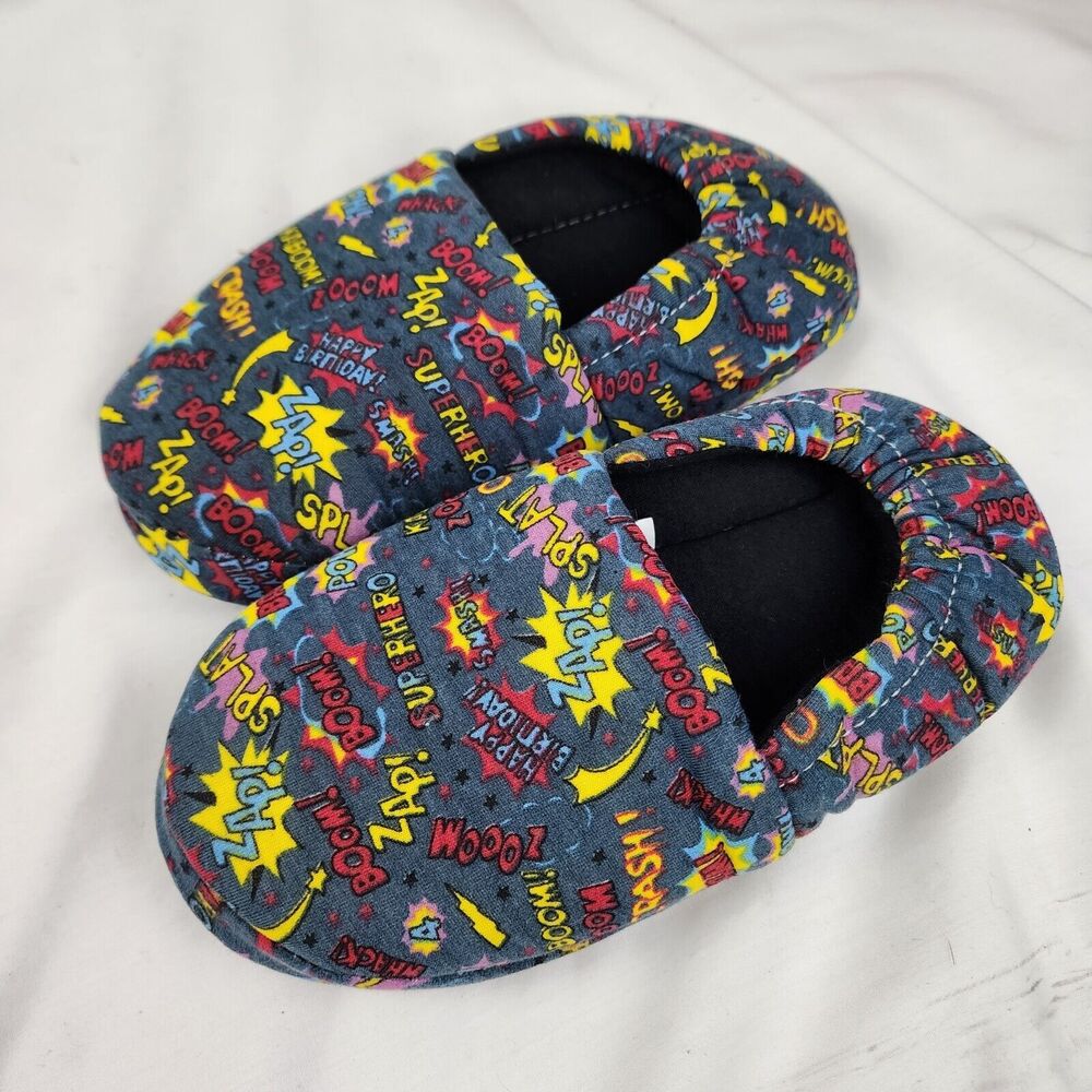 Toddler Boy's Size 12-13 Warm Plush Indoor Slippers with Memory Foam Slip-on
